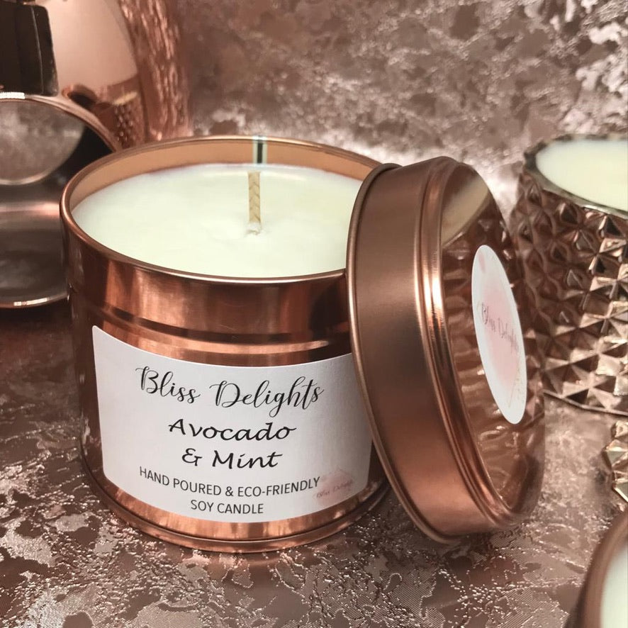 Bliss Delights Avocado & Mint Scented Soy Candle | EcoFriendly & Vegan
