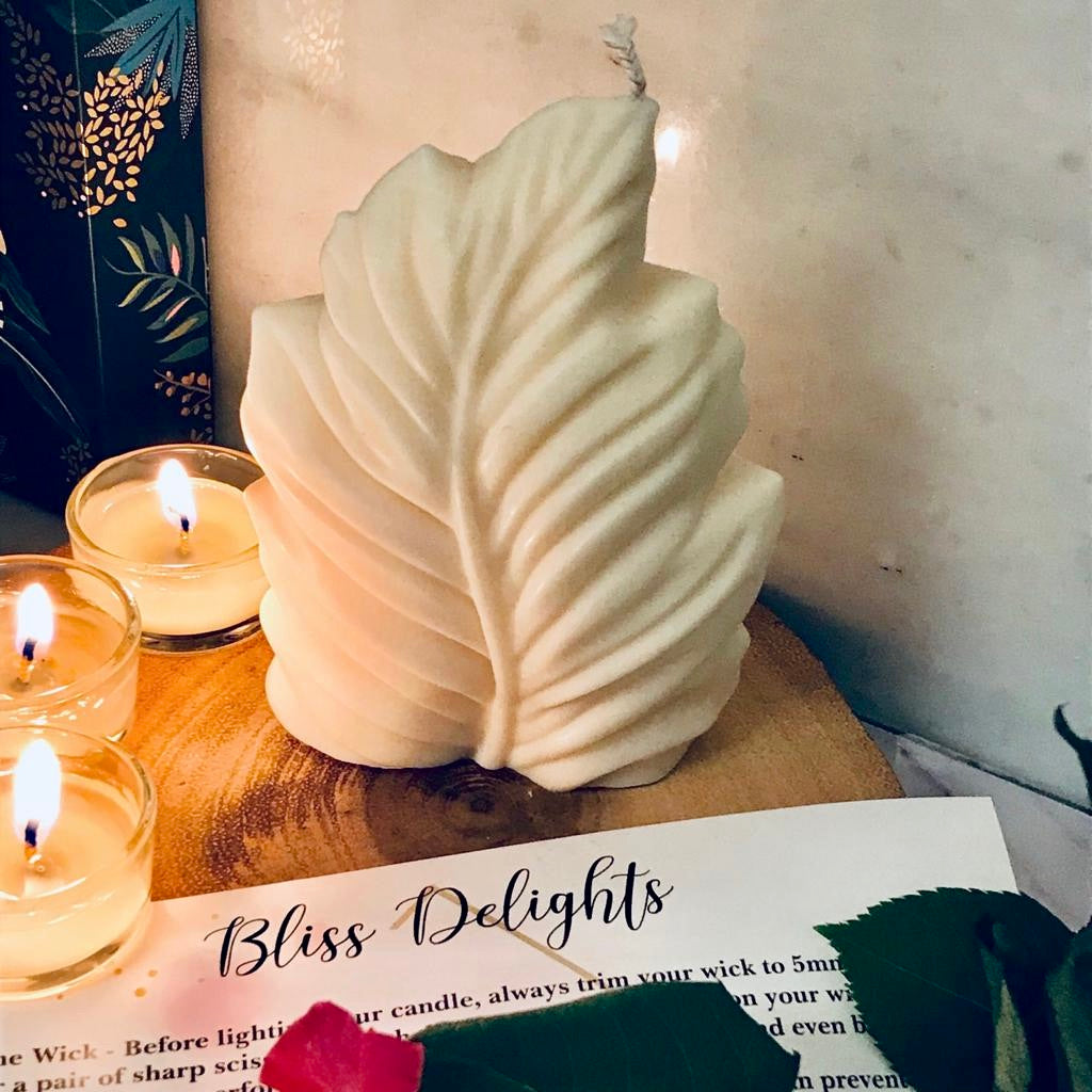 Bliss Delights Feather Unscented Soy Pillar Candle | Vegan Candles