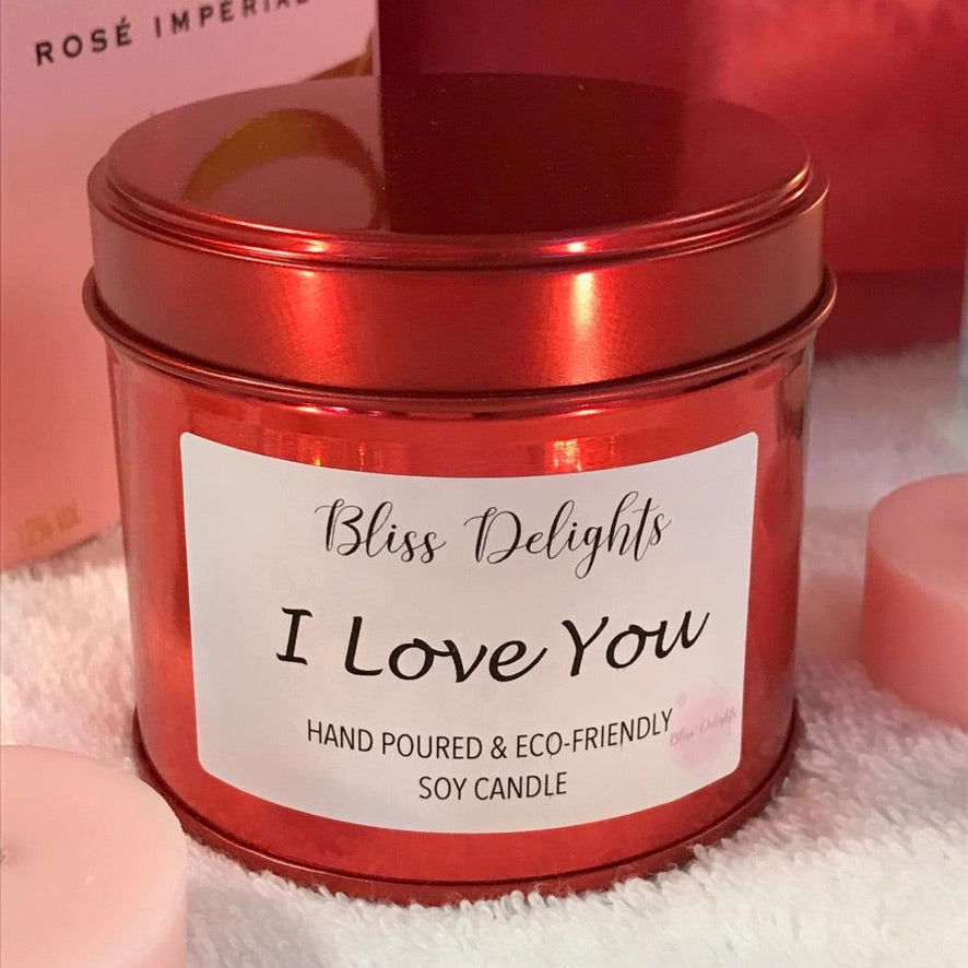 Bliss Delights Soy Wax I Love You Candle | Valentine's Candle Gift