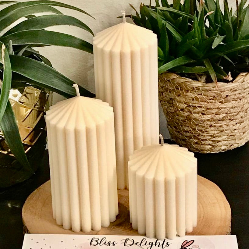Bliss Delights Organic Unscented Soy Pillar Candles | Eco Vegan Candle