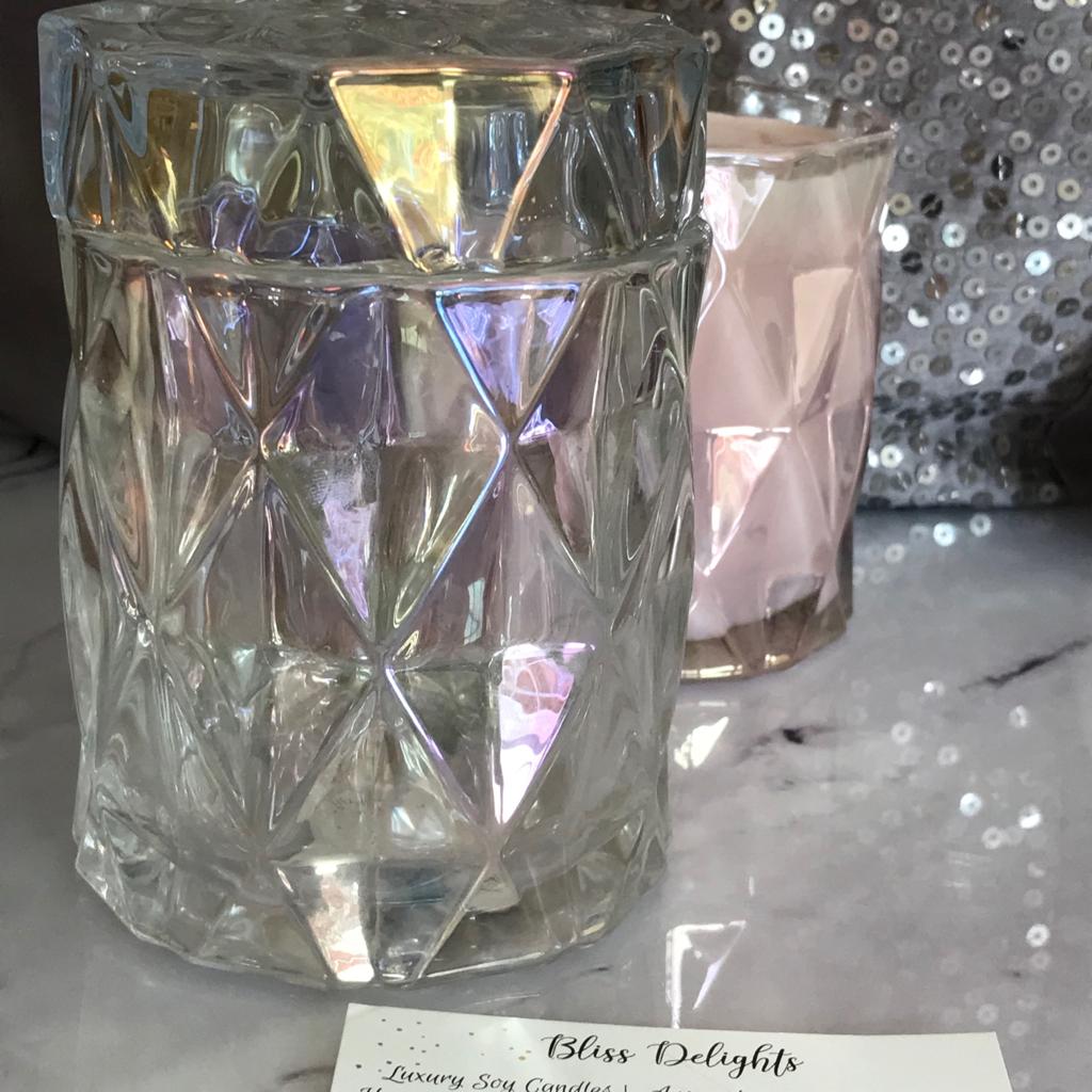 Large Pearlescent Diamond Candle