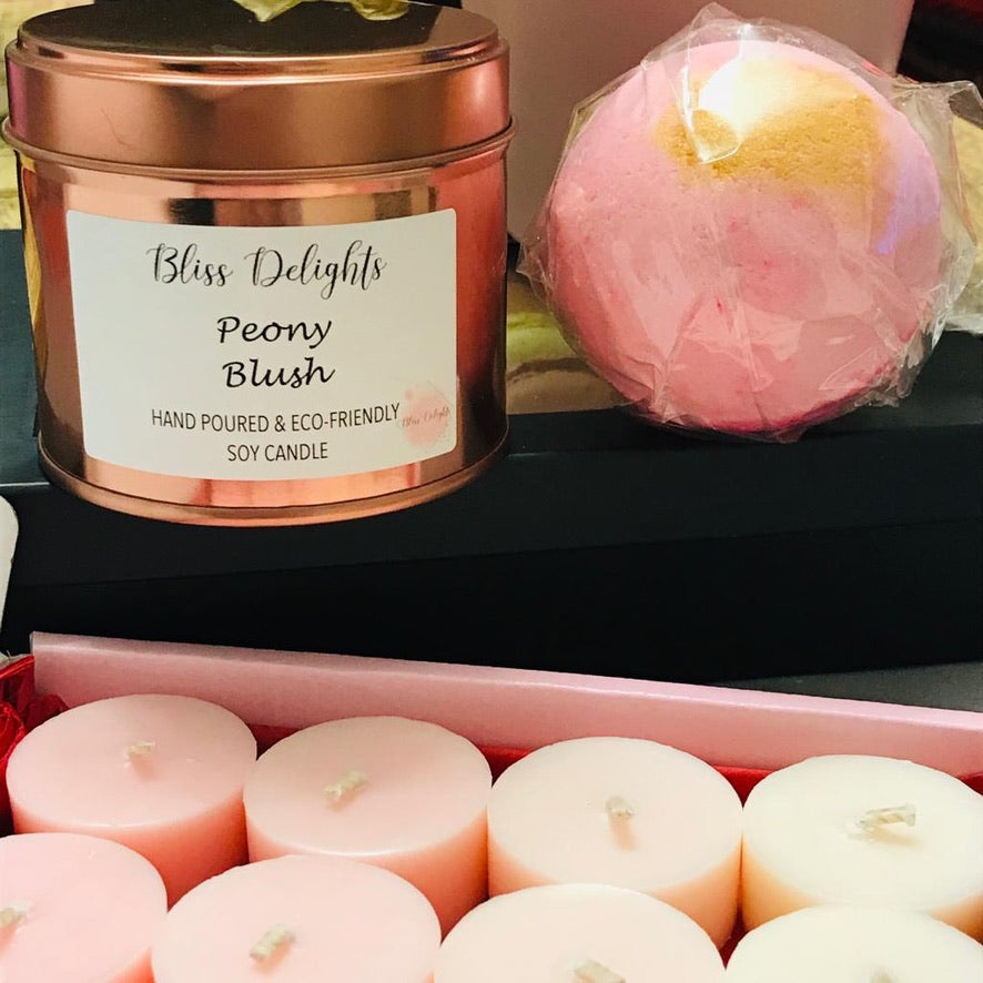 Bliss Delights Peony Blush Tealights | Cruelty Free Soy Tealights