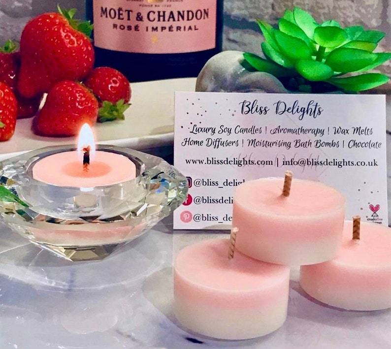 Bliss Delights Pink Champagne & Pomelo Tealights | Vegan Soy Tealights