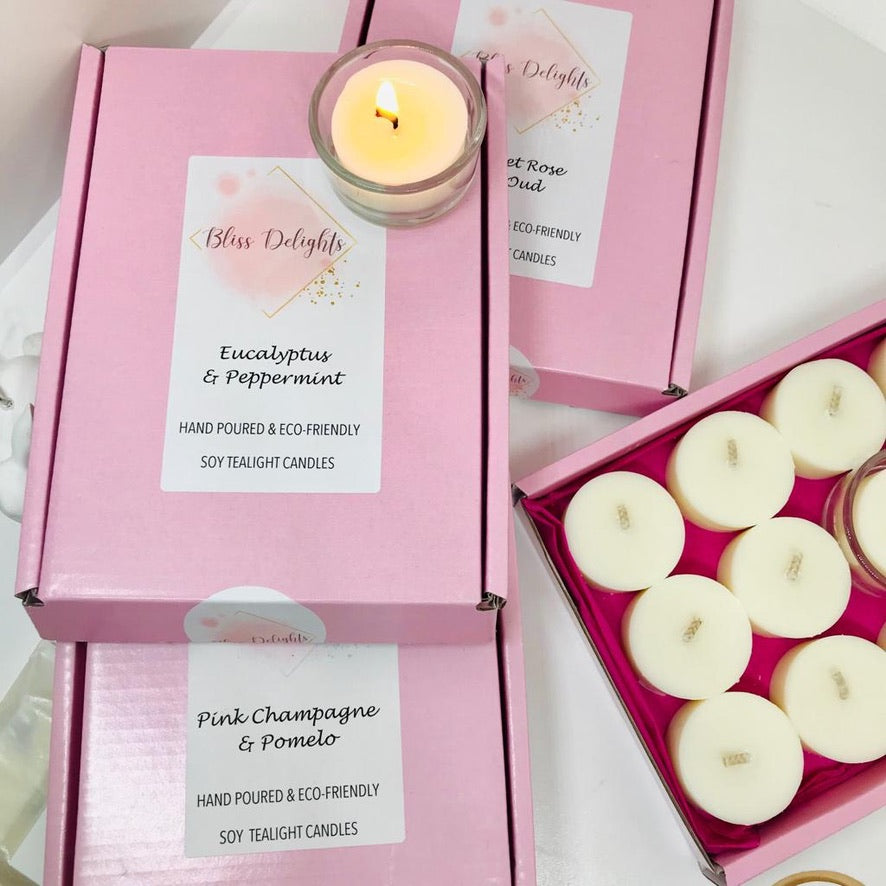 Bliss Delights Pink Champagne & Pomelo Refill Tealights | Vegan Soy