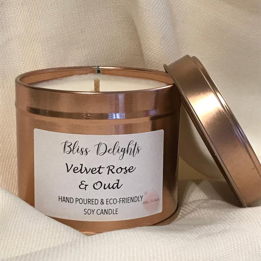 Bliss Delights Velvet Rose & Oud Scented Candle | Eco Soy & Vegan