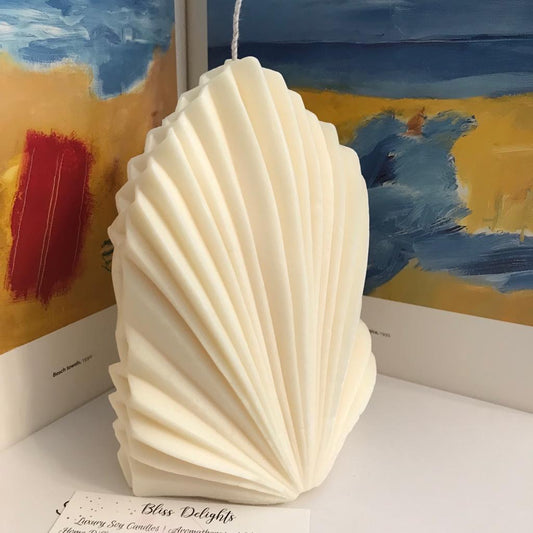 Bliss Delights Shell Soy Pillar Candle Unscented | Vegan 