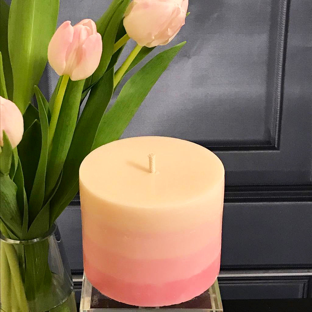 Bliss Delights Rose Quartz Aesthetic Ombre Soy Pillar Candles | Cruelty Free & Vegan