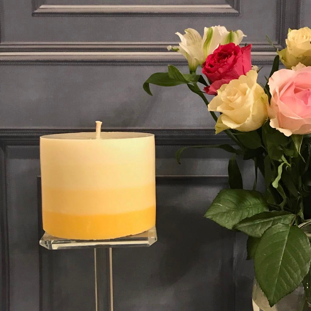 Bliss Delights Sunburst Aesthetic Ombre SBliss Delights Aesthetic Ombre Soy Pillar Candles | Cruelty Free & Vegoy Pillar Candles | Cruelty Free & Vegan