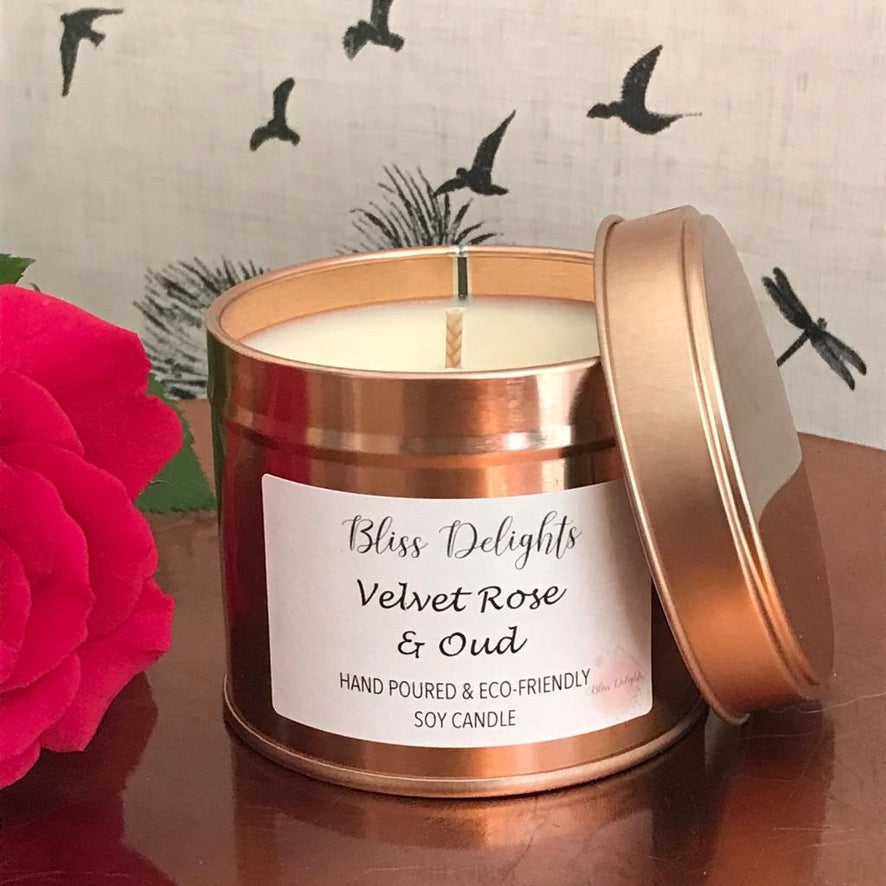 Bliss Delights Velvet Rose & Bliss Delights Watermelon Margarita Scented Candle | Vegan Soy CandleOud Scented Candle | Eco Soy & Vegan